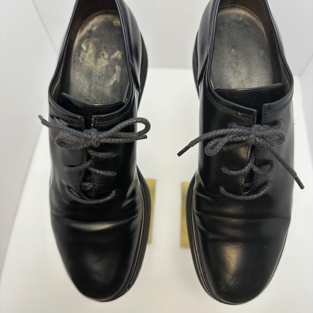 Sergio Rossi Black Leather Platform Oxfords Lace Up Shoes Italy Size 38.5 - Picture 2 of 15